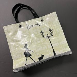 Harrods Girl Walking Dog Large Tote Bag